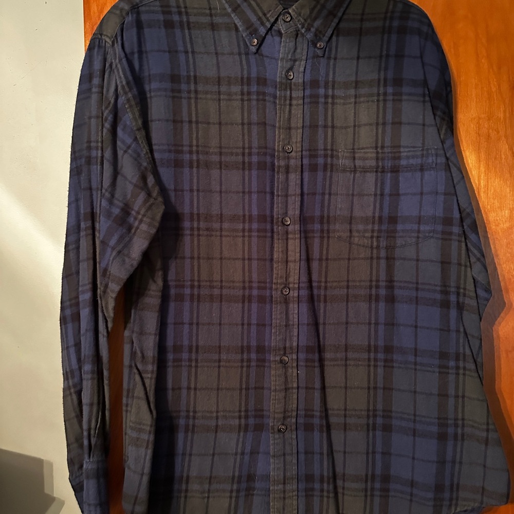 St. John's Bay Navy and Black Plaid Shirt
